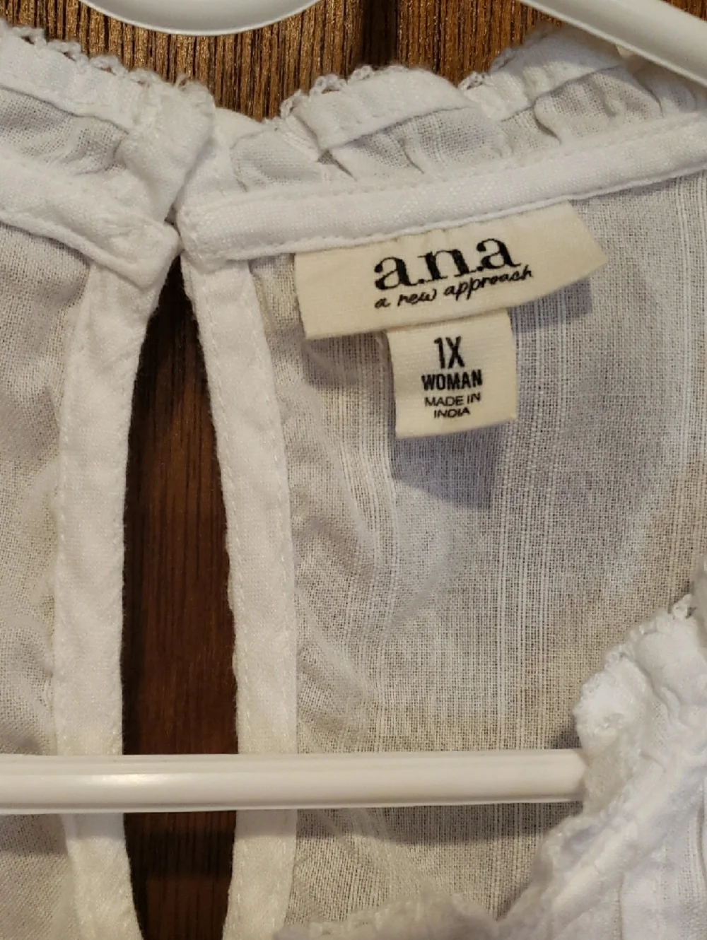 a.n.a 100% Cotton White Pintuck Ruffle Sleeve Blouse - Picture 2 of 5